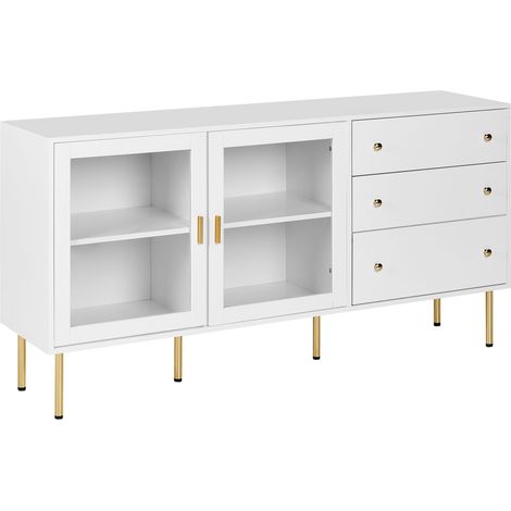Credenze con ante in vetro 2 cassetti Gambe oro Bianco Milora