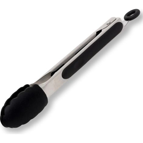 Pince à barbecue en silicone acier inoxydable Pince de cuisine avec poignée antidérapante Pince en silicone résistante à la chaleur Pince à (1/4)