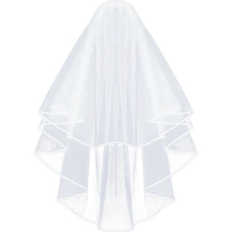 Voiles de mariée, appliques en dentelle, voile de mariée pour enterrement de vie de jeune fille, voile de mariée, voile pour la tête de la mariée-White (1/3)