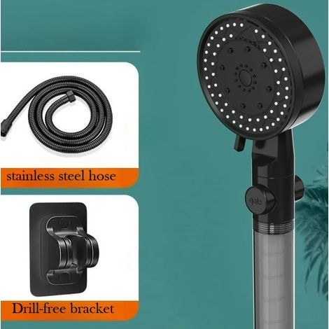 Pommeau de douche filtrant haute pression à 10 jets (noir), pommeau de douche à main économe en eau (1/5)
