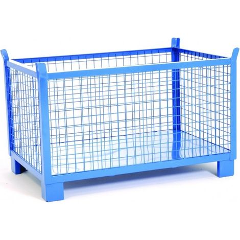 PROVOST - Conteneur grillagé en acier bleu Provost - Structure renforcée pour manutention lourde