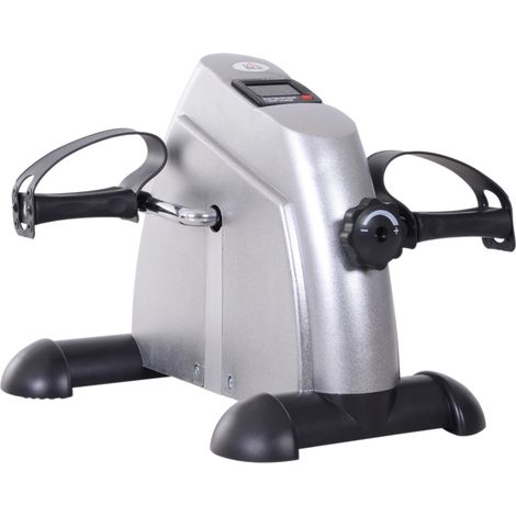 Mini bike pedal trainer con display LCD in ghisa e plastica, argento, 40 x 39 x 31 cm (1/5)