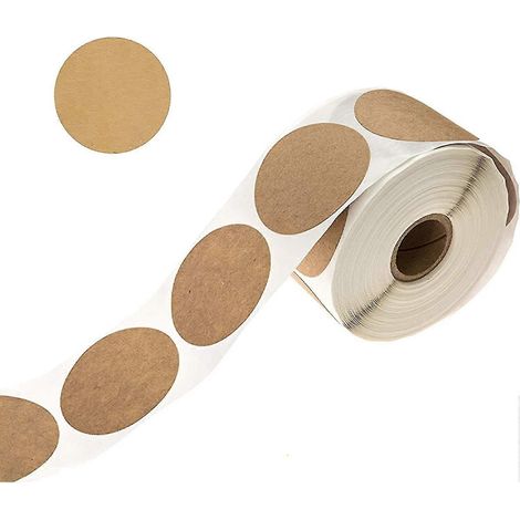 500 autocollants ronds en papier kraft, Healwe, pots d'autocollants vierges en papier kraft de 2,5 cm (1/5)