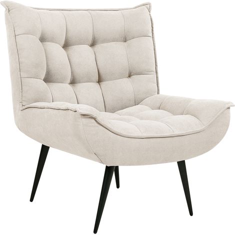 Sillón de poliéster beige claro metal negro sin reposabrazos ocio sala de estar dormitorio moderno Alvesta (1/5)