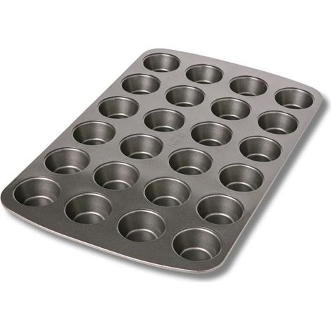 1 Moule à muffins, Métal, Revêtement antiadhésif Whitford, 24 cavités, Gris, Pour pâtisserie maison (1/5)