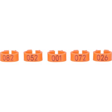 100 bagues d'identification numérotées pour pattes d'oiseaux, anneaux de jambe pour pigeons, attaches pour volaille, couleur orange