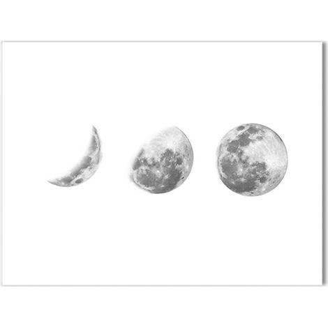 Tableau Toile Phases de la Lune Sans Cadre Décor Mural pour Déco Maison (Blanc 090-6)