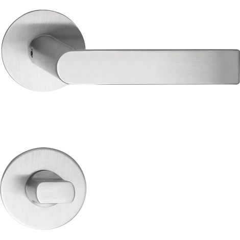 Solido Türbeschlag Dover Türgriff auf Flachrosette, rund WC Edelstahl matt (1/4)