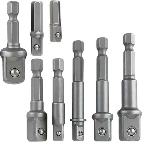 Ensemble de 8 adaptateurs et convertisseurs pour douilles à impact – Adaptateur hexagonal pour perceuses sans fil et clés à chocs avec porte-douilles (1/5)