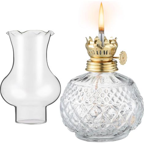 à Huile Verre Vintage avec Mèche Lampe à Kérosène Intérieure (1/5)