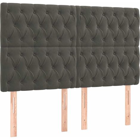 Tête de lit réglable en hauteur velours pour chambre gris foncé 160 x 7 x 118/128 cm (1/5)
