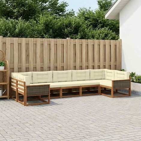 vidaXL Outdoor-Sofagarnitur mit Kissen 7 pcs Natur und Creme (1/5)