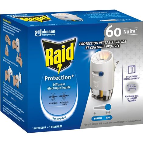 Diffuseur Electrique Liquide Protection+ - Protection Réglable - Moustiques & Moustiques Tigres - 1 Diffuseur + 1 Recharge 60 Nuits (1/5)