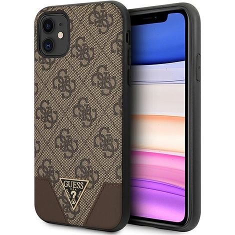 Guess GUHCN61PU4GHBR iPhone 11 6.1" / Xr6.1" marrone/custodia rigida marrone 4G Triangle Collection (1/5)