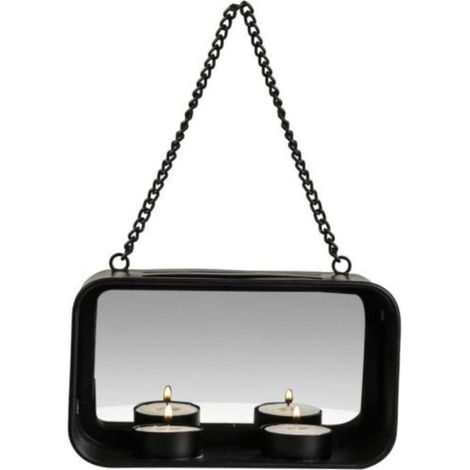 Porte-bougie chauffe-plat mural Gusta + Miroir 18 x 10 x 6,5 cm Métal/Noir
