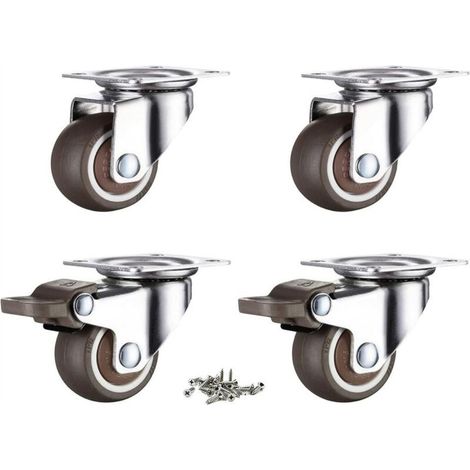 Xiang Rong roue d'angle meuble roue universelle frein silencieux roue caoutchouc petites roulettes-1.5 inch, 4pcs (1/5)
