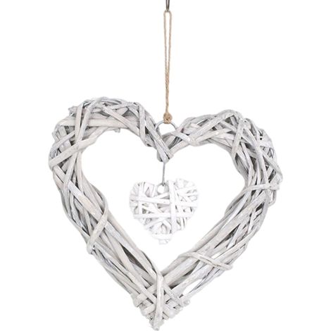 Couronne Cœur - Rotin Naturel - 20 cm - Décoration Murale Intérieure Extérieure - 1 Pièce (1/5)
