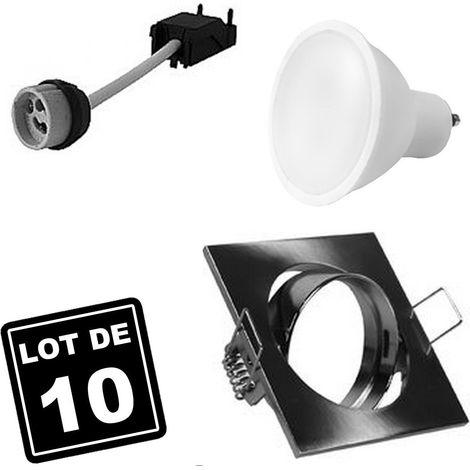 Lotto di 10. Illuminazione da incasso per interni 5W 4500K Luce neutra. GU10 LED Anello da incasso regolabile e inclinabile + lampadina LED + portalampada classe 2 (Clip-On) (1/2)