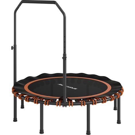 Trampoline de fitness avec barre de maintien réglable, trampoline sportif pour une utilisation intérieure et extérieure, acier, plastique, orange (1/5)