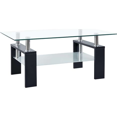Coffee Table Black and Transparent 95x55x40 cm Tempered Glass vidaXL (1/5)