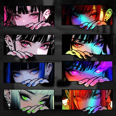 Autocollants d'anime, autocollants de personnalisation au laser, autocollants JDM pour filles du monde de l'anime, masquage des rayures (8 paires) (1/5)