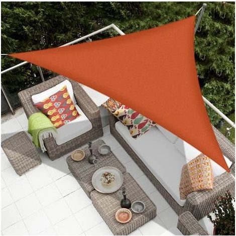 Voile d'ombrage Triangle 3x3x3m, Voile de Jardin Imperméable Triangle 160GSM Matériau Parasol Tissu Anti-UV Écran Solaire Auvent Auvent, pour Jardin Patio Partie Arrière Cour Camping, Orange (1/5)