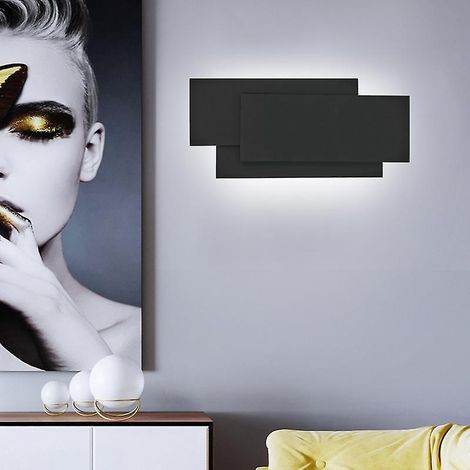 noir 26cm 12w Led Lumire Blanche Up Down Lampe Intrieur 3 En 1 Luminaire Pour Chambre Salon Porche Salle De Bains Escalier