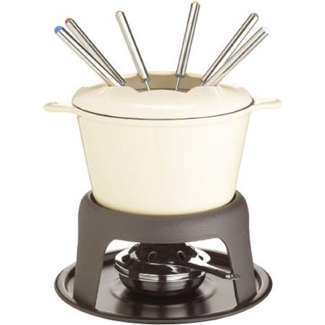 Aster Set di fonduta in ghisa smaltata color crema con 6 forchette (1/5)