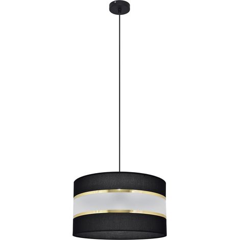 Helam HELEN Plafonnier Suspension Cylindrique Noir, Or 35cm