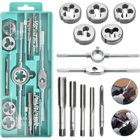 Lot de 12 Tarauds et Filières en Acier pour Filetage Professionnel (1/4)