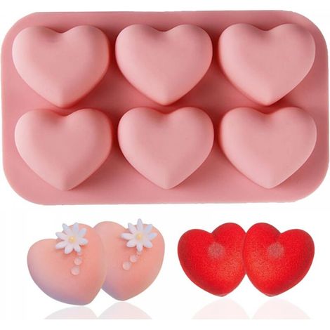 Moule en silicone à 6 trous en forme de cœur pour pudding à la gelée de la Saint-Valentin (1/5)