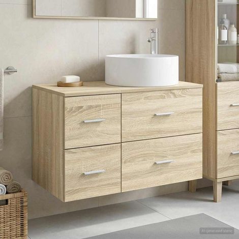 vidaXL Bathroom Furniture Set 2 pcs Sonoma Oak Engineered Wood (1/5)