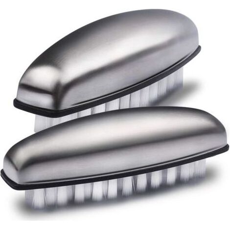 2x brosse à ongles à main en acier inoxydable, brosses à ongles poils durs brosse de nettoyage des ongles pour nettoyer les mains, les ongles, les pieds (1/5)