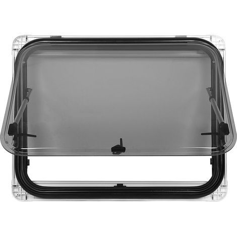 Fenêtre pour camping-car avec rideau occultant, angle d'ouverture de 60 degrés, découpe H 800 mm x L 600 mm, fenêtre à ouverture par pression pour camping-car, caravane ou fourgon aménagé (1/5)