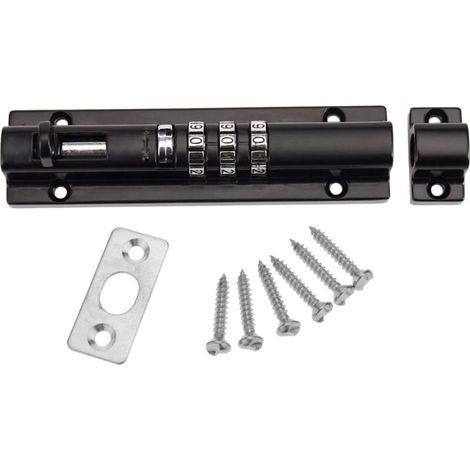 Verrou de Porte à Code Mécanique Serrure Verrouillage Portail à Combinaison sans Clé Vis de Fixation pour Armoire Jardin Garage Noir