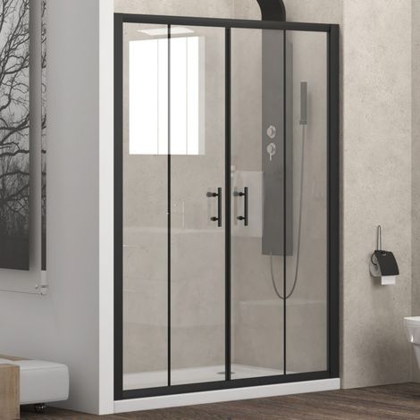 Nicchia doccia 190cm doppio scorrevole anticalcare telaio nero KFN6000 kamalu