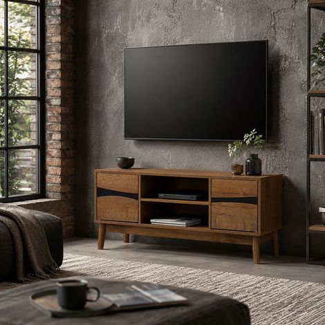 Meuble TV - HOME DECO FACTORY - Forest - Design Chaleureux - Marron et Noir (1/5)