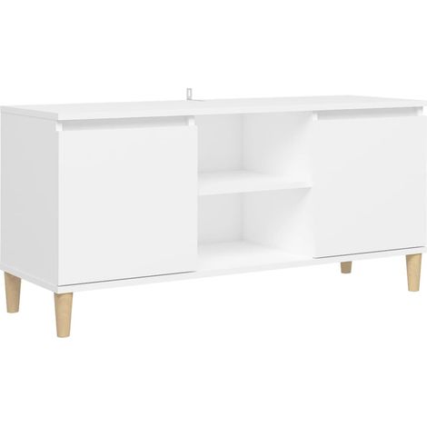 Mobile TV multimediale scaffale per televisione televisione buffet sala da pranzo soggiorno camera da letto con gambe in legno massiccio 103,5 x 35 x 50 cm bianco 020026843