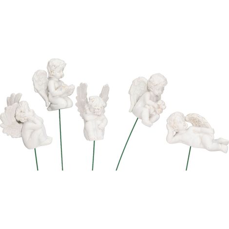 Cinq pendentifs en résine représentant l'ange Cupidon, statues miniatures d'anges blancs durables, largement utilisées pour la décoration des jardins et des cours. (1/5)