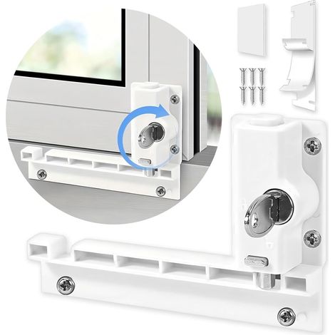 Patio sliding door safety foot lock with key, ABS, fits top rail - child safety gate or bottom rail - foot operated (1 pack) (1/5)