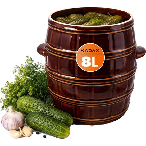 Olla de gres, marinada natural, almacenamiento de alimentos ecológico, marrón (1/4)