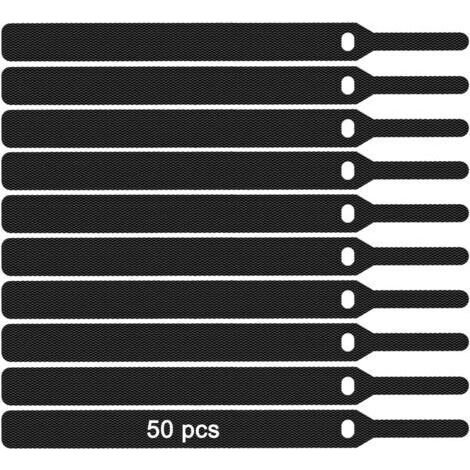 Lot de 50 Attaches Câbles, Serres-Câble,Ties Straps Réutilisables Réglable Noir 10mm x120mm (1/5)