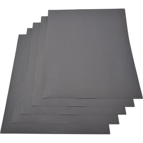 Lot de 5 Feuilles de papier imperméable, grain 1200 de 230 x 280 mm en carbure de silicium (1/2)