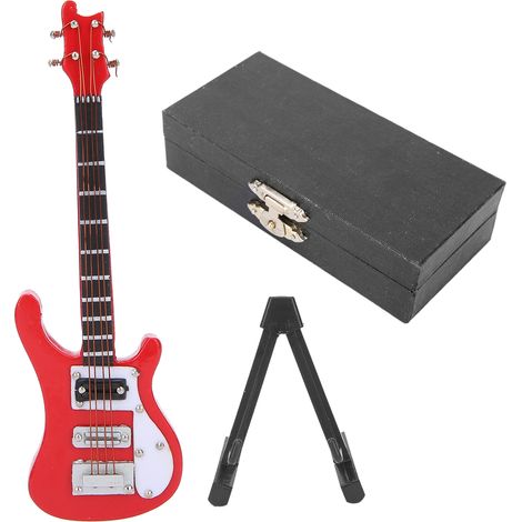 Miniature Wooden Simulation Electric Guitar Model Musical Instrument Ornaments GiftsRed (1/5)