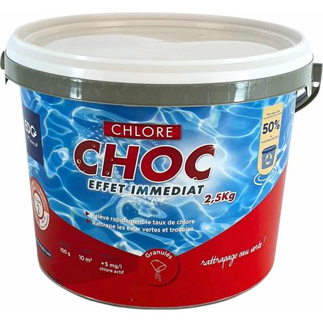 EDG – Chlore choc piscine granulés 2.5 kg – 56% de chlore actif – Traitement choc pour eaux calcaires – Action rapide