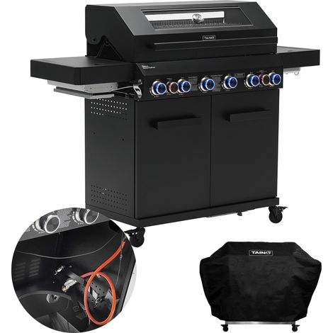 TAINO PLATINUM YAMARA DARK 6+2 Gasgrill Stahl 6 Brenner Sear-Burner Backburner mit Abdeckhaube (1/5)