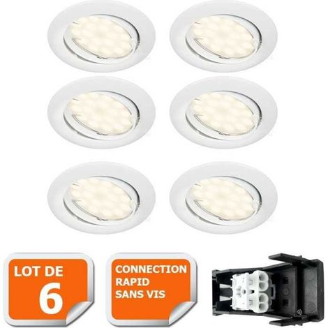 Lampesecoenergie – Lot de 6 spots encastrables orientables LED GU10 230V 5W – Lumière blanc neutre 4000K – Angle de diffusion 120° – Installation facile sans transformateur (1/6)