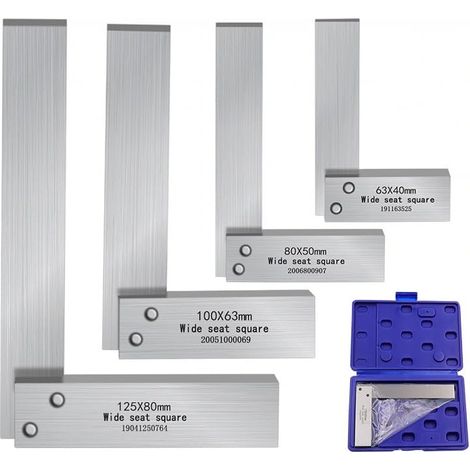 90 Degree Right rechtwinkliges Ingenieur Set (63×40mm), Präzisionsgeschliffener gehärteter Stahl Handmesswerkzeug für Ingenieur Schreiner, Maschinist Quadrat Ingenieure Winkel Versuch(1PCS) (1/5)