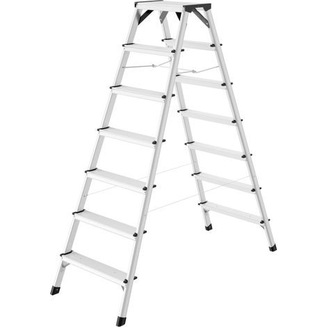 Hailo D60 StandardLine, Alu-Sicherheits-Doppelstufenleiter, 2 x 7 Stufen (1/4)