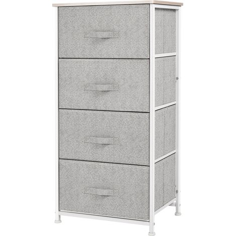 HOMCOM Stoffkommode mit 4 Schubladen, Metall-Aufbewahrungseinheit, 45 x 30 x 92 cm
